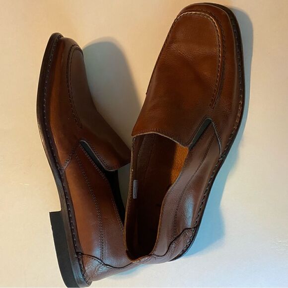 Kebo Men's Brown slip on Italian leather loafers dress shoes - 43/US 12 - Picture 8 of 11